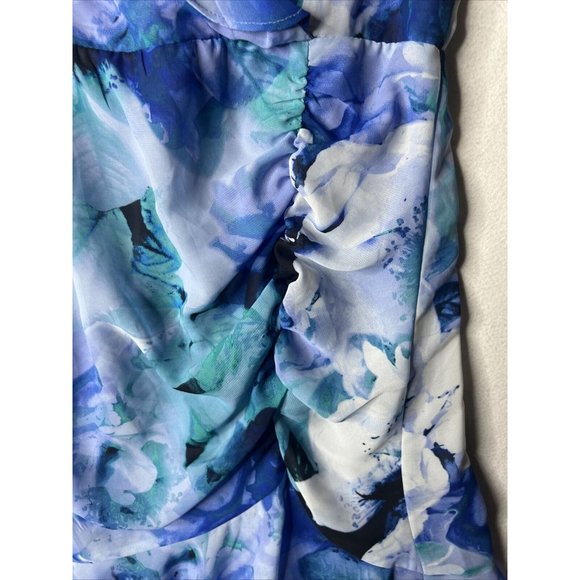 by and by Mini Floral Ruched Flutter Sleeve Dress Size Med NWT - Picture 4 of 9